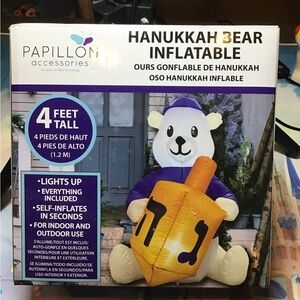 Hanukkah Bear inflatable indoor/outdoor 4ft tall papillon-NEW
